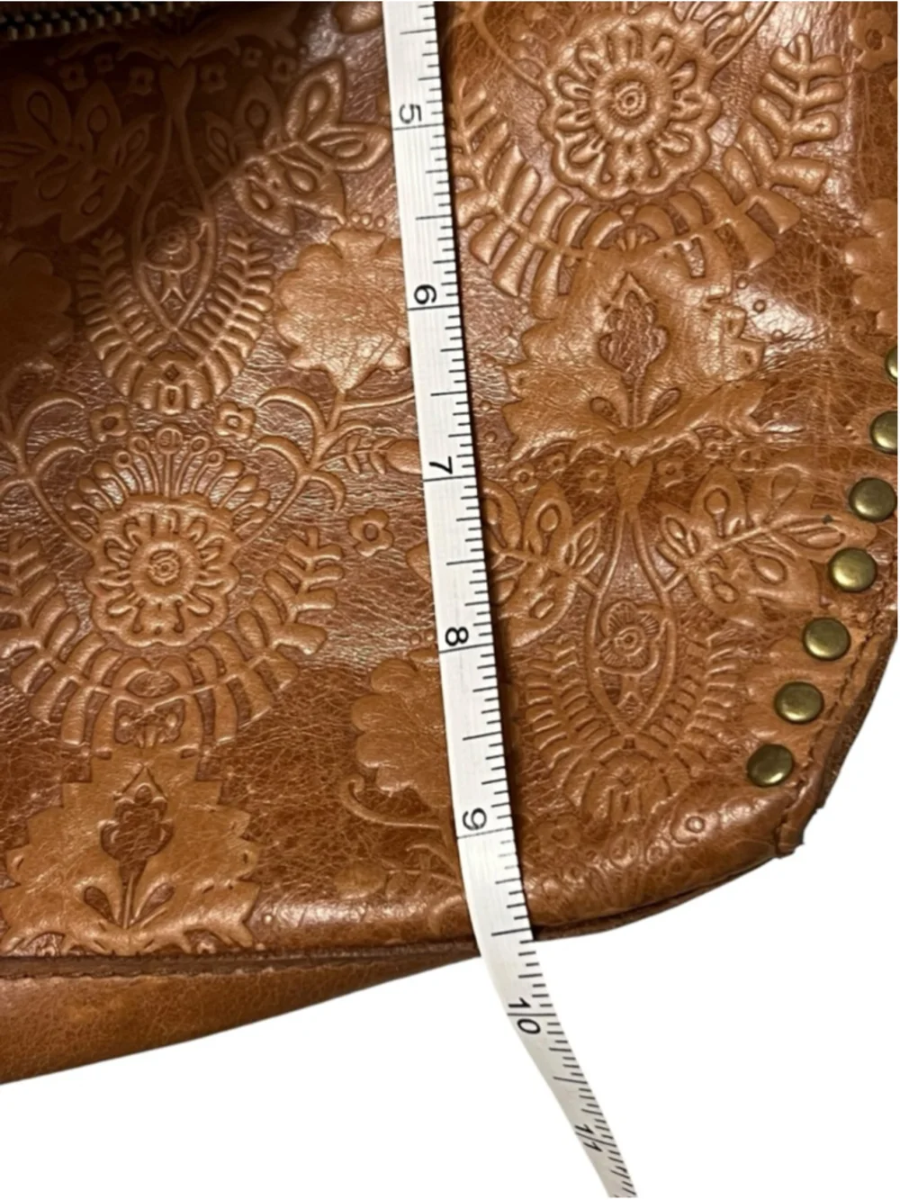 The Sak Brown Embossed Leather Crossbody Bag One Size - Picture 14 of 16